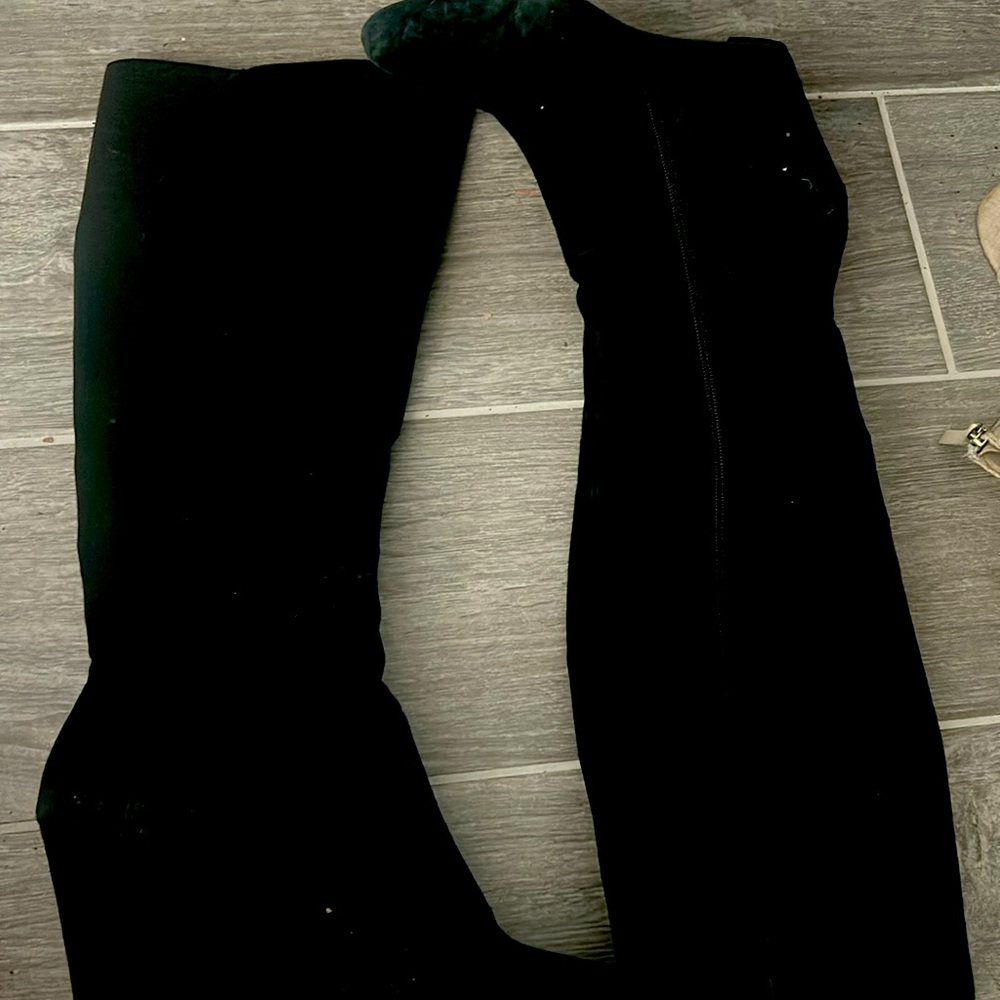 Black suede boots